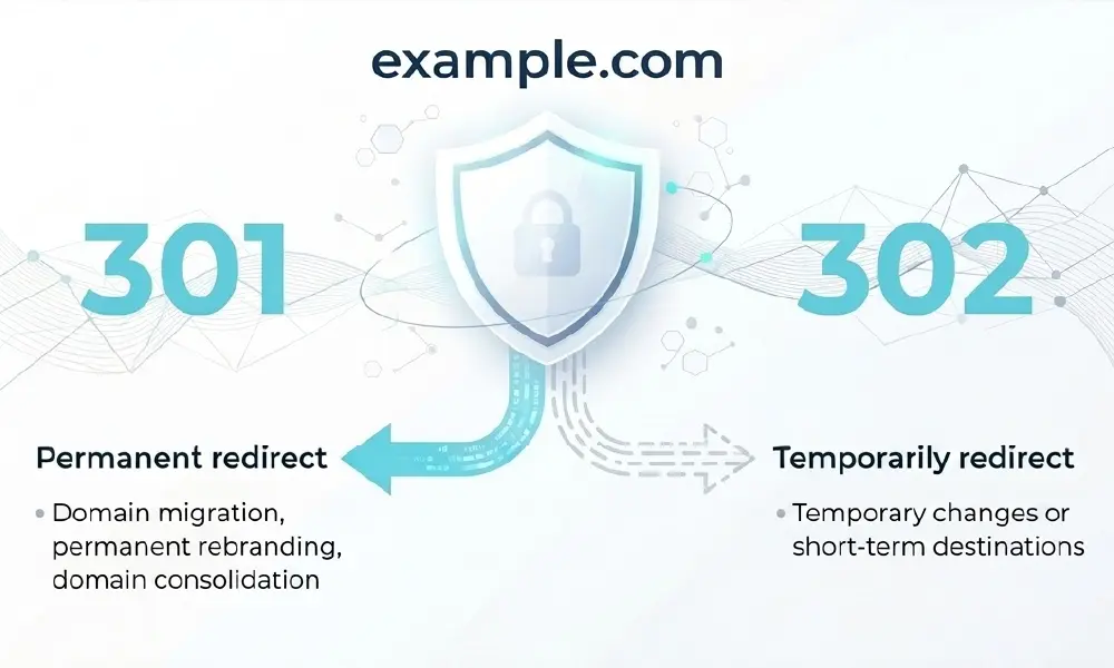 Comparison of 301 permanent and 302 temporary redirects