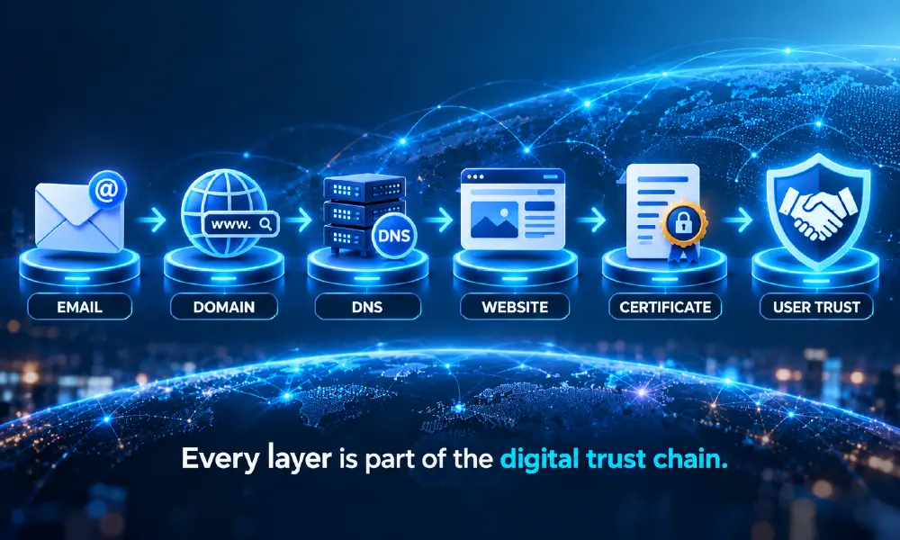 Domain DNS website and certificate digital trust chain