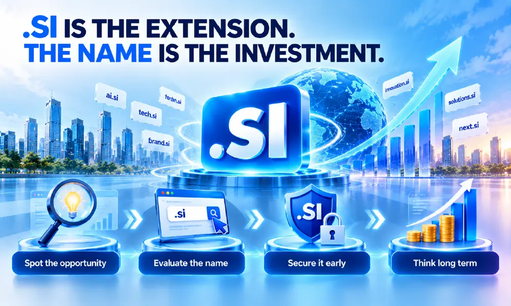 .SI domain investment strategy highlighting the importance of choosing strong domain names, evaluating opportunities and securing digital assets for the long term.